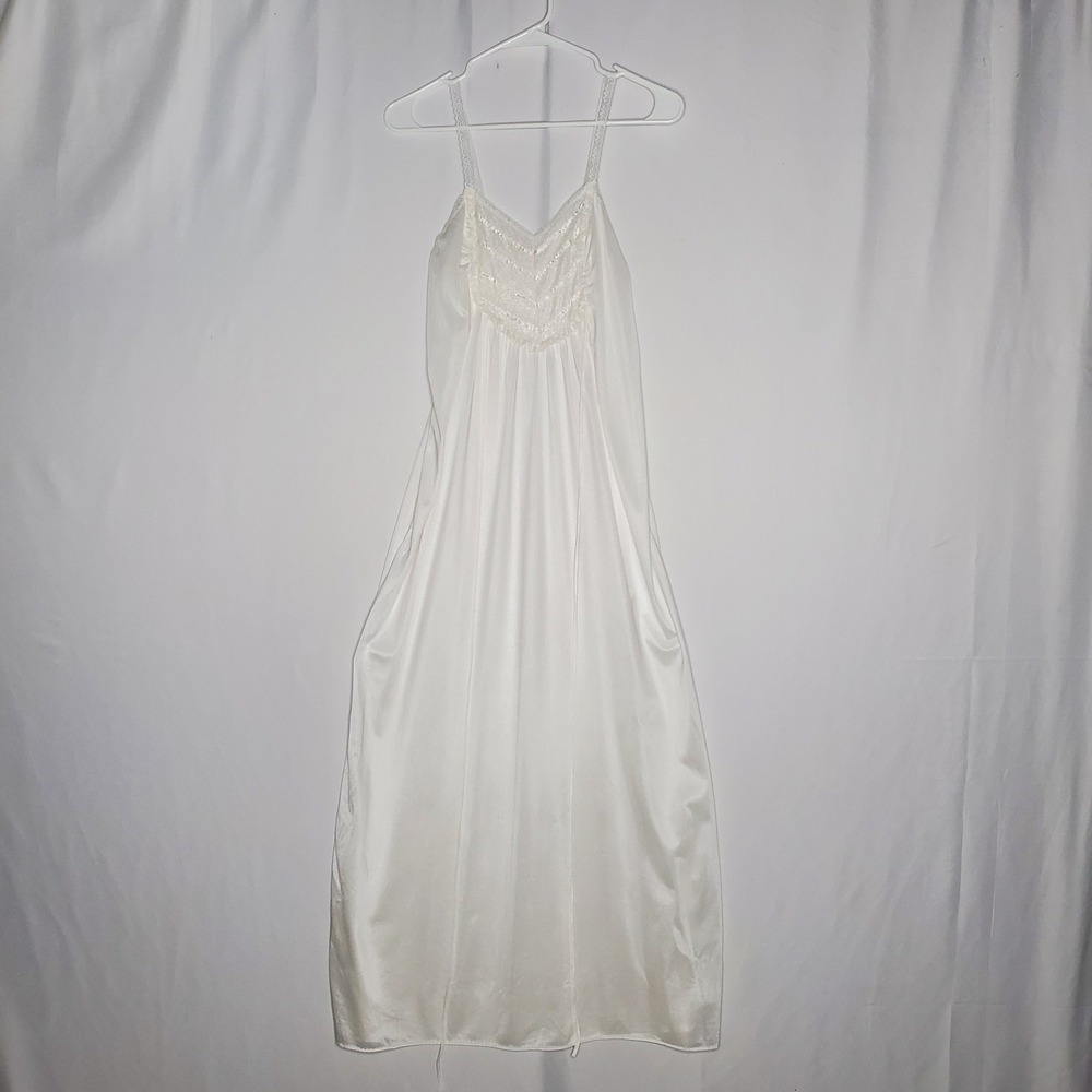 Union Vtg Sheer Bib Lace Tie Midi Slip Dress Medium Nylon Cottagecore Milkmaid